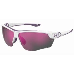 UNDER ARMOUR Sunglasses YARD DUAL Shiny White Frames Purple Mirror Lens NEW